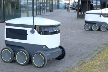 Robot die duurzaam bezorgen van de toekomst weergeeft